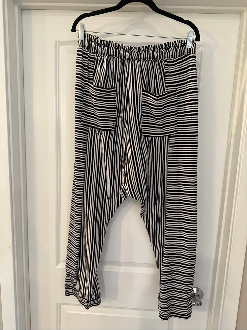 Free People Free-est Jersey Harem Pants Holten Cotton Size Medium Black White